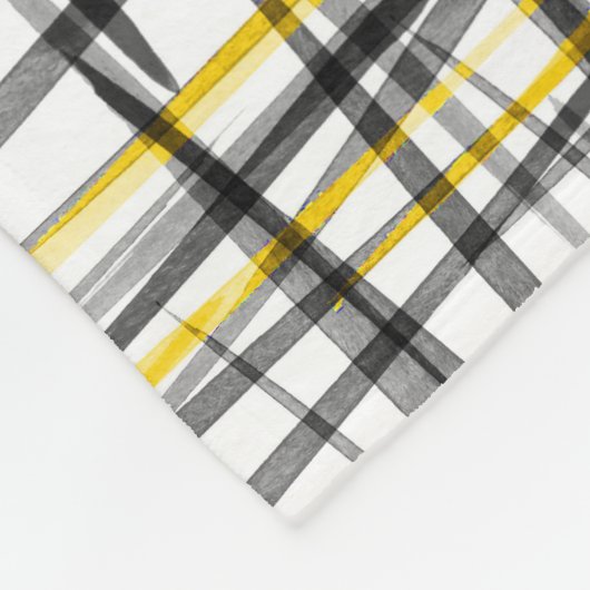 Couverture Polaire Aquarelle 'gris jaune noir Scribbles' Abstraite (Coin)