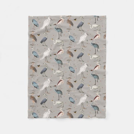 Couverture Polaire Aquarelle Heron Bird Egret Nature Motif (Devant)