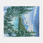 Couverture Polaire Aquarelle Hiver Snowfall Lac Mounts Nature (Devant (Horizontal))