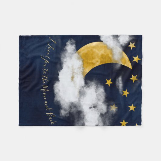 Couverture Polaire Aquarelle I Love You to the Moon and Back Quote (Devant (Horizontal))