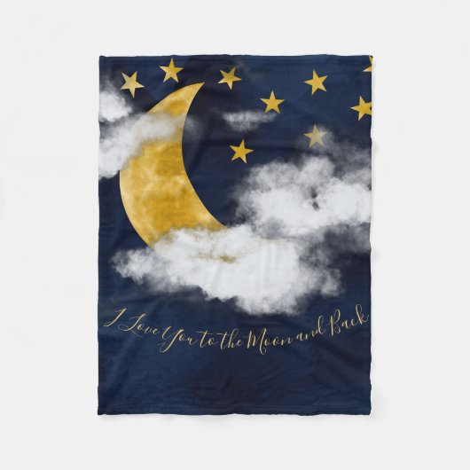 Couverture Polaire Aquarelle I Love You to the Moon and Back Quote (Devant)