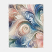 Couverture Polaire Aquarelle Imaginaire Floral Pastel Bleu & Crème (Devant)