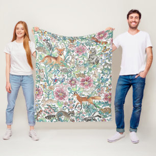 Couverture Polaire Aquarelle Imaginaire Forêt Animaux Forêt Forêt