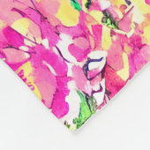 Couverture Polaire Aquarelle inspirée bleu rose Floral (Coin)