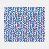 Couverture Polaire Aquarelle inspirée point rose et bleu Boho (Devant (Horizontal))