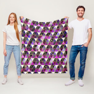 Couverture Polaire Aquarelle isométrique avec galaxie dorée et marbré