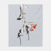 Couverture Polaire Aquarelle Jardin Oiseaux Magpies Faune Nature Art (Devant)