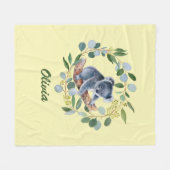 Couverture Polaire Aquarelle Koala et couronne d'Eucalyptus (Devant (Horizontal))