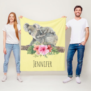Couverture Polaire Aquarelle Koala Oears mignonne maman & bébé