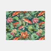 Couverture Polaire Aquarelle Koi & Lys d'eau Blanche polaire (Devant (Horizontal))