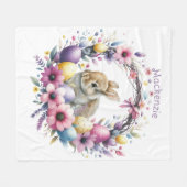 Couverture Polaire Aquarelle Lapin de Pâques Personnalisé (Devant (Horizontal))