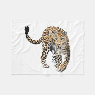 Couverture Polaire aquarelle léopard jungle chat animal peint vert
