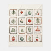 Couverture Polaire Aquarelle Lineart Motif de Noël (Devant)