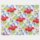 Couverture Polaire Aquarelle Majestic Swans dans les nuages Les ailes (Devant (Horizontal))