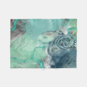 Couverture Polaire Aquarelle marine Aqua Ocean Octopus (Devant (Horizontal))
