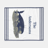 Couverture Polaire Aquarelle marine Bleu Vintage Nautique (Devant (Horizontal))