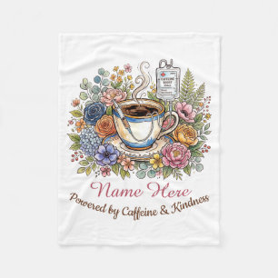 Couverture Polaire Aquarelle Médical Café Floral Nom Personnalisé