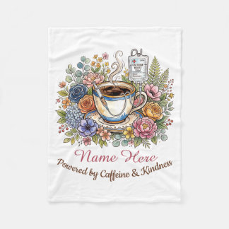 Couverture Polaire Aquarelle Médical Café Floral Nom Personnalisé