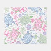 Couverture Polaire Aquarelle Mer Tortues Océan (Devant (Horizontal))