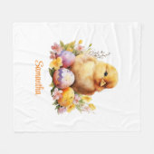 Couverture Polaire Aquarelle mignonne Poussette de Pâques avec oeufs  (Devant (Horizontal))