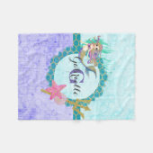 Couverture Polaire Aquarelle mignonne sirène Turquoise et violet (Devant (Horizontal))