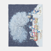 Couverture Polaire Aquarelle mignonne Snowmen Festif (Devant)