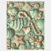 Couverture Polaire Aquarelle Mint Vert Motifs de Noël (Devant)