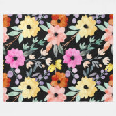 Couverture Polaire Aquarelle moderne Florale FleurS botanique (Devant (Horizontal))