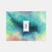 Couverture Polaire Aquarelle moderne Green & Red Space Nebula (Devant (Horizontal))