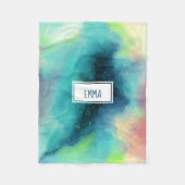 Couverture Polaire Aquarelle moderne Green & Red Space Nebula (Devant)