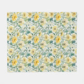 Couverture Polaire Aquarelle moderne Jaune Dandelions Motif Floral (Devant (Horizontal))