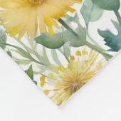 Couverture Polaire Aquarelle moderne Jaune Dandelions Motif Floral (Coin)