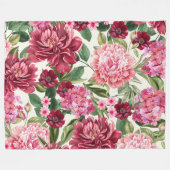 Couverture Polaire Aquarelle moderne vert botanique rose floral (Devant (Horizontal))