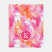 Couverture Polaire Aquarelle Monogram Rose Orange Abstrait (Devant)