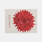 Couverture Polaire Aquarelle monogramme Fleur rouge (Devant (Horizontal))