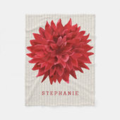 Couverture Polaire Aquarelle monogramme Fleur rouge (Devant)