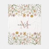 Couverture Polaire Aquarelle monogramme Fleur sauvage Floral de prair (Devant)