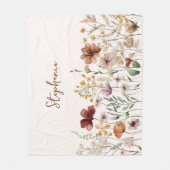 Couverture Polaire Aquarelle monogramme Fleur sauvage Joli Floral (Devant)