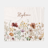 Couverture Polaire Aquarelle monogramme Fleur sauvage Joli Floral (Devant (Horizontal))