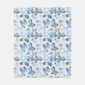 Couverture Polaire Aquarelle Motif bleu bébé avec jouets (Devant)