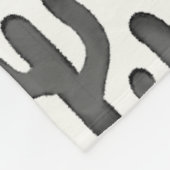 Couverture Polaire Aquarelle Motif Cactus - Noir (Coin)