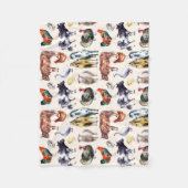 Couverture Polaire Aquarelle motif des animaux de ferme (Devant)