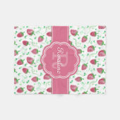 Couverture Polaire Aquarelle Motif fraise avec Monogramme (Devant (Horizontal))