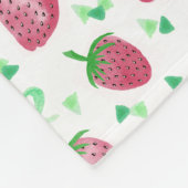 Couverture Polaire Aquarelle Motif fraise avec Monogramme (Coin)