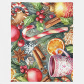 Couverture Polaire Aquarelle Motifs de Noël (Devant)