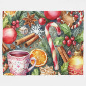 Couverture Polaire Aquarelle Motifs de Noël (Devant (Horizontal))