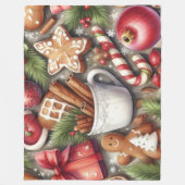 Couverture Polaire Aquarelle Motifs de Noël (Devant)