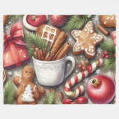 Couverture Polaire Aquarelle Motifs de Noël (Devant (Horizontal))