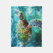 Couverture Polaire Aquarelle Natation Tortue de mer (Devant)