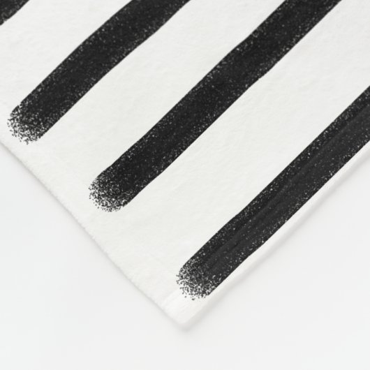 Couverture Polaire Aquarelle noir et blanc Lignes tracées à la main (Coin)